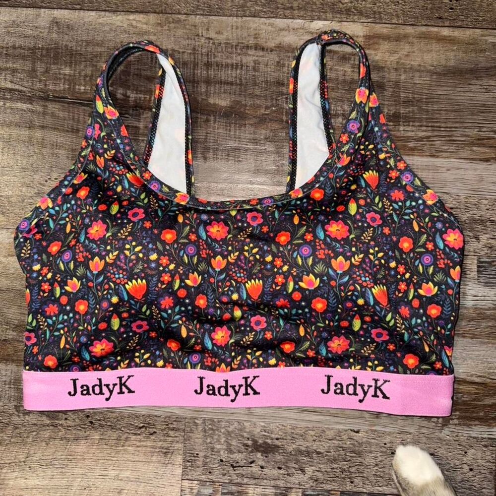 JadyK Pink Floral Printed Sports Bra Bralette Size Small/Medium